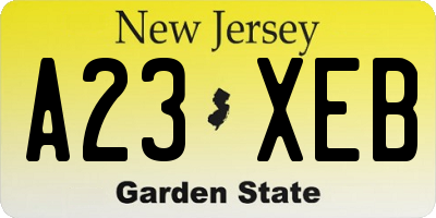 NJ license plate A23XEB