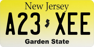 NJ license plate A23XEE