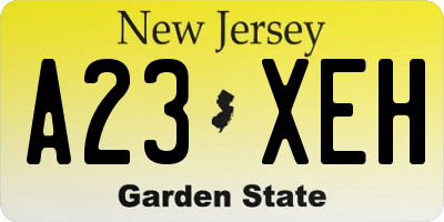 NJ license plate A23XEH