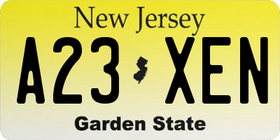 NJ license plate A23XEN