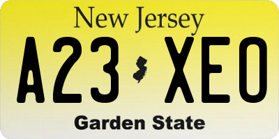 NJ license plate A23XEO