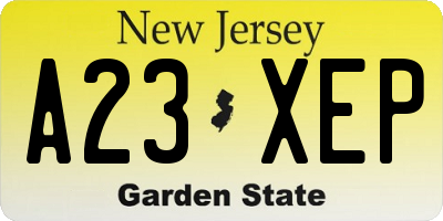 NJ license plate A23XEP