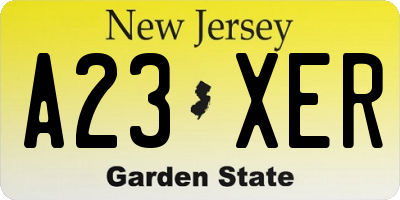 NJ license plate A23XER