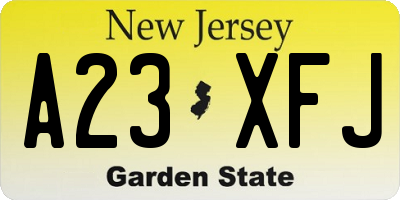 NJ license plate A23XFJ