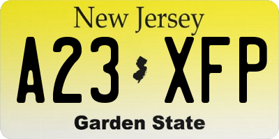 NJ license plate A23XFP