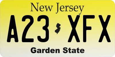 NJ license plate A23XFX