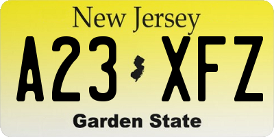 NJ license plate A23XFZ
