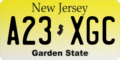 NJ license plate A23XGC