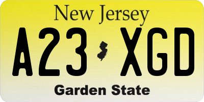 NJ license plate A23XGD