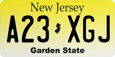 NJ license plate A23XGJ