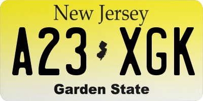 NJ license plate A23XGK