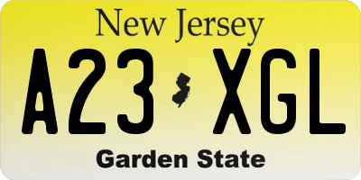 NJ license plate A23XGL