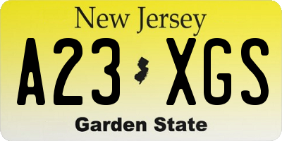 NJ license plate A23XGS