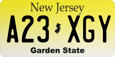 NJ license plate A23XGY