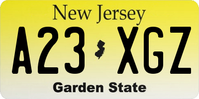 NJ license plate A23XGZ