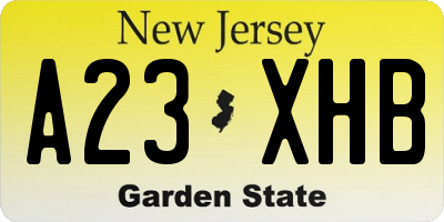 NJ license plate A23XHB