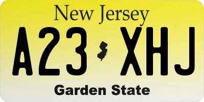 NJ license plate A23XHJ