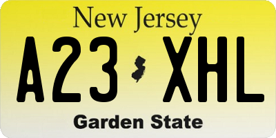 NJ license plate A23XHL
