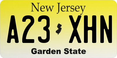 NJ license plate A23XHN