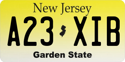 NJ license plate A23XIB