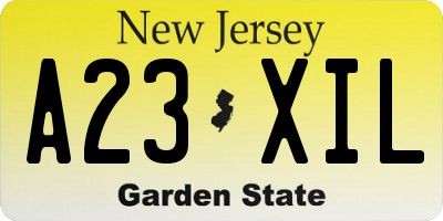NJ license plate A23XIL