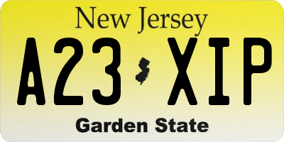 NJ license plate A23XIP