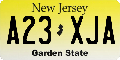 NJ license plate A23XJA