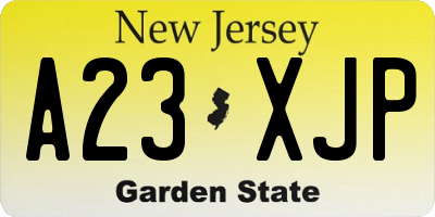 NJ license plate A23XJP