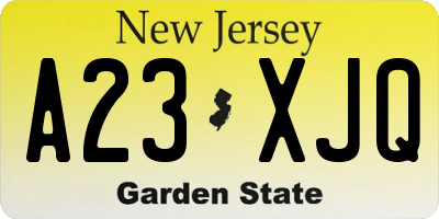 NJ license plate A23XJQ