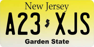 NJ license plate A23XJS