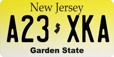 NJ license plate A23XKA