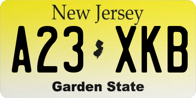 NJ license plate A23XKB
