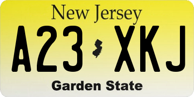 NJ license plate A23XKJ