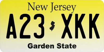 NJ license plate A23XKK