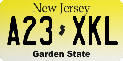 NJ license plate A23XKL