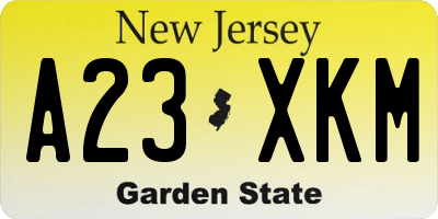 NJ license plate A23XKM