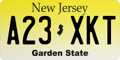NJ license plate A23XKT