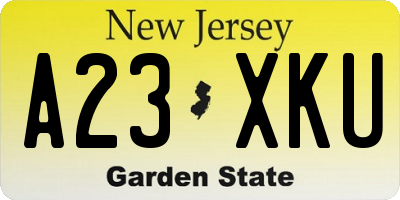 NJ license plate A23XKU