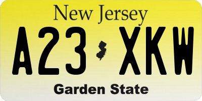 NJ license plate A23XKW