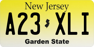 NJ license plate A23XLI