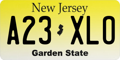 NJ license plate A23XLO