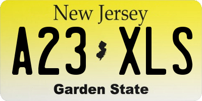 NJ license plate A23XLS