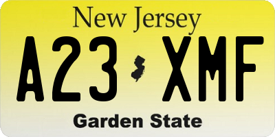 NJ license plate A23XMF