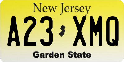 NJ license plate A23XMQ