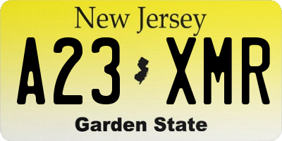 NJ license plate A23XMR