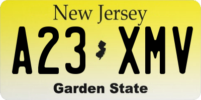 NJ license plate A23XMV