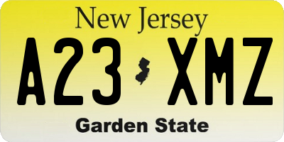 NJ license plate A23XMZ