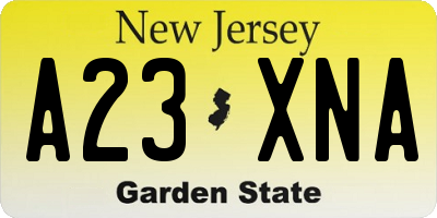 NJ license plate A23XNA