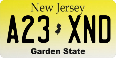 NJ license plate A23XND