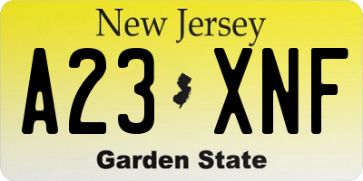 NJ license plate A23XNF